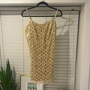 Gold Lily Pulitzer cocktail dress